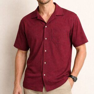 VTG Fashion Seal Men’s Shirt Button Down Size Medium Chevron Knit Short Sleeve